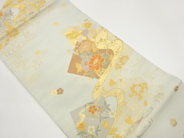 JAPANESE NAGOYA OBI / WOVEN FLORAL PLANTS